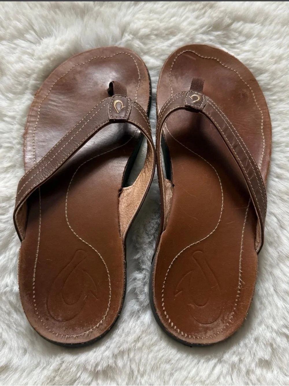 OluKai Kumu Brown Leather Flip-Flop Sandals Women’s Size US 7 EU 37 - Picture 3 of 12